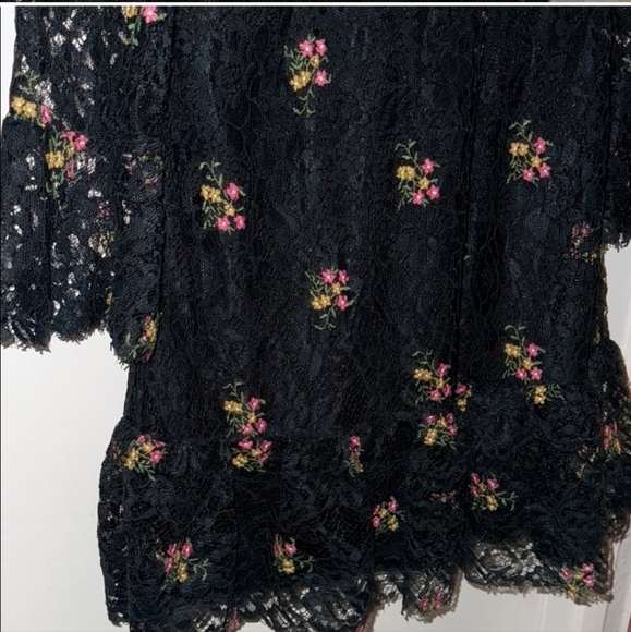 ZARA Black Floral Embroidered Lace Long Sleeve Dress Size Small Romantic Boho. - Picture 1 of 15